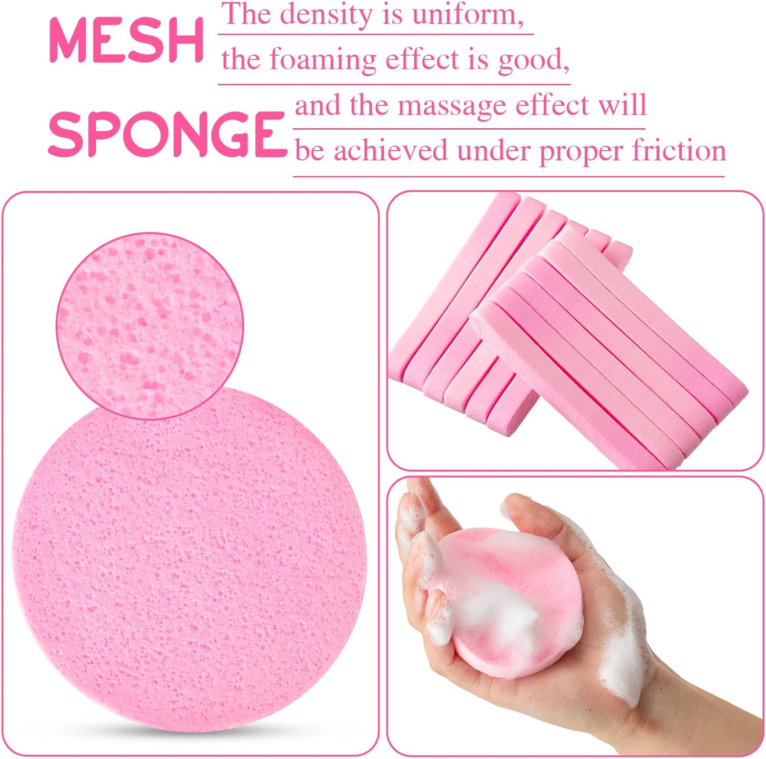 600 Pieces Compressed Facial Sponge Round Facial Sponge for Estheticians Face Sponges for Cleansing Face Wash Sponges Disposable Sponges for Women Spa Exfoliating Cleansing (Pink)
