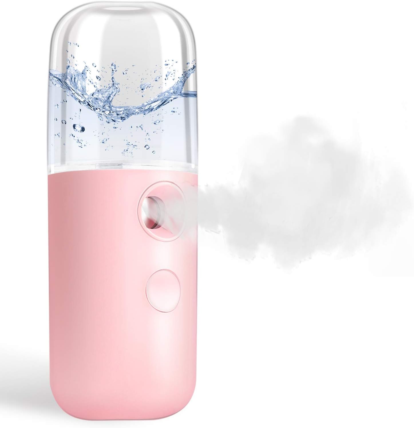 GIVERARE Nano Facial Steamer, Handy Mini Mister, USB Rechargeable Mist Sprayer, 30ml Visual Water Tank MoisturizingHydrating for Face, Daily Makeup, Skin Care, Eyelash Extensions-Pink