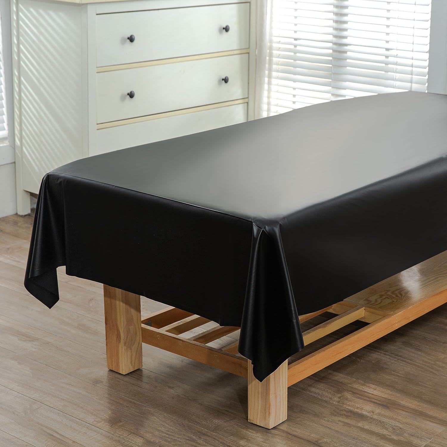 WenBags Massage Table Sheets Durable PVC Waterproof and Oil-proof Protection Cover Sheet for Massage Bed Spa Bed Sheets for Esthetician(51 * 86, Black)