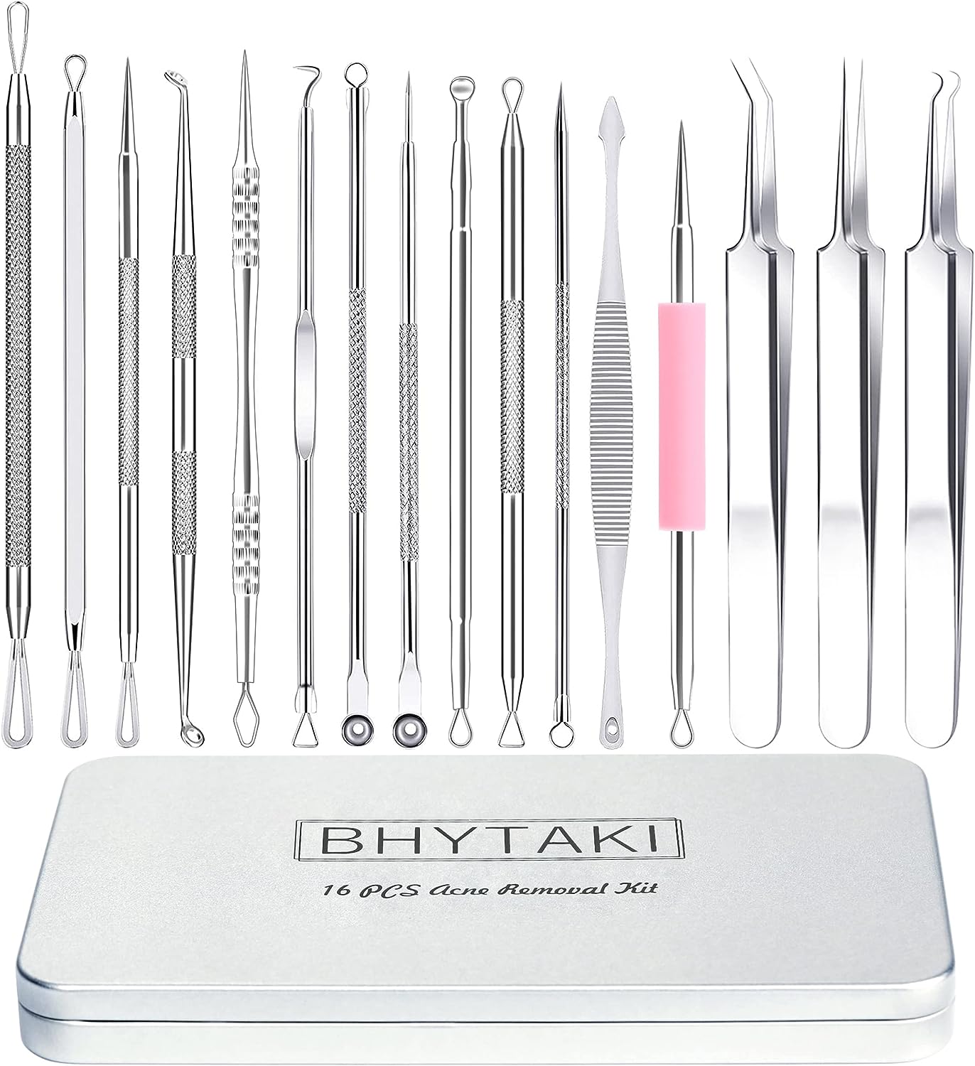 Blackhead Remover , 2023 Latest 16 PCS Pimple Popper, Acne Extractor, Blackhead Tool Kit for Blemish, 410 Premium Professional Stainless with Metal Box