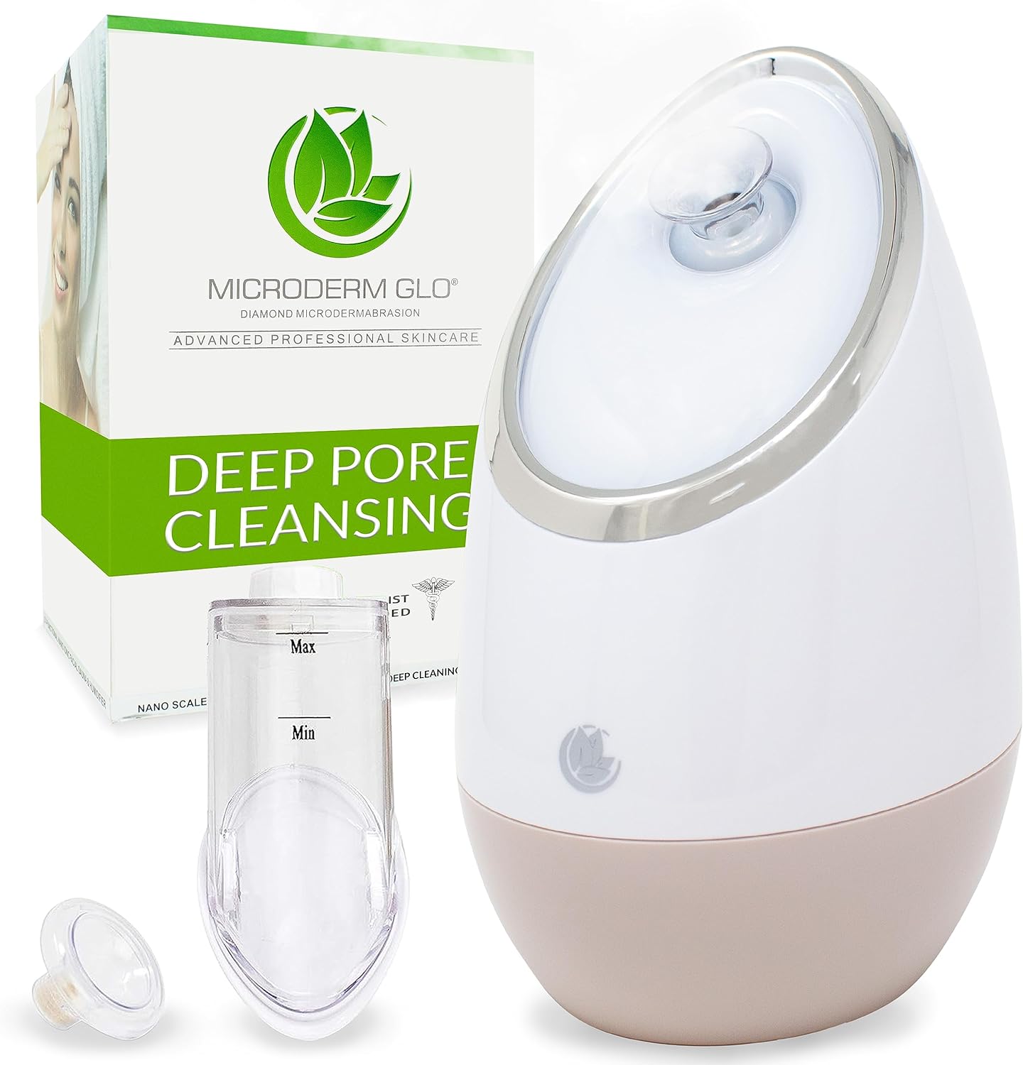 Facial Steamer SPA+ by Microderm GLO - Best Professional Nano Ionic Warm Mist, Home Face Sauna, Portable Humidifier Machine, Deep Clean  Tighten Skin, Daily Hydration for Maximum Serum Absorption