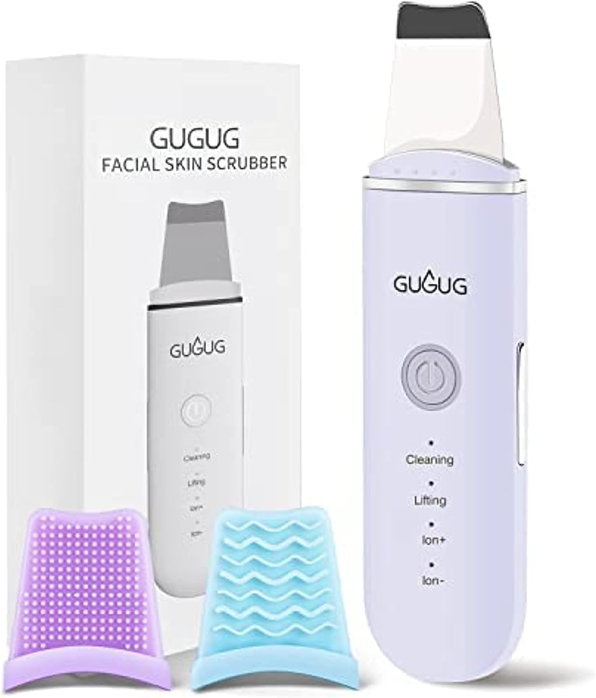 GUGUG Skin Scrubber Face Spatula, Skin Spatula Pore Cleaner Blackhead Remover Tools for Facial Deep Cleansing-4 Modes, Purple