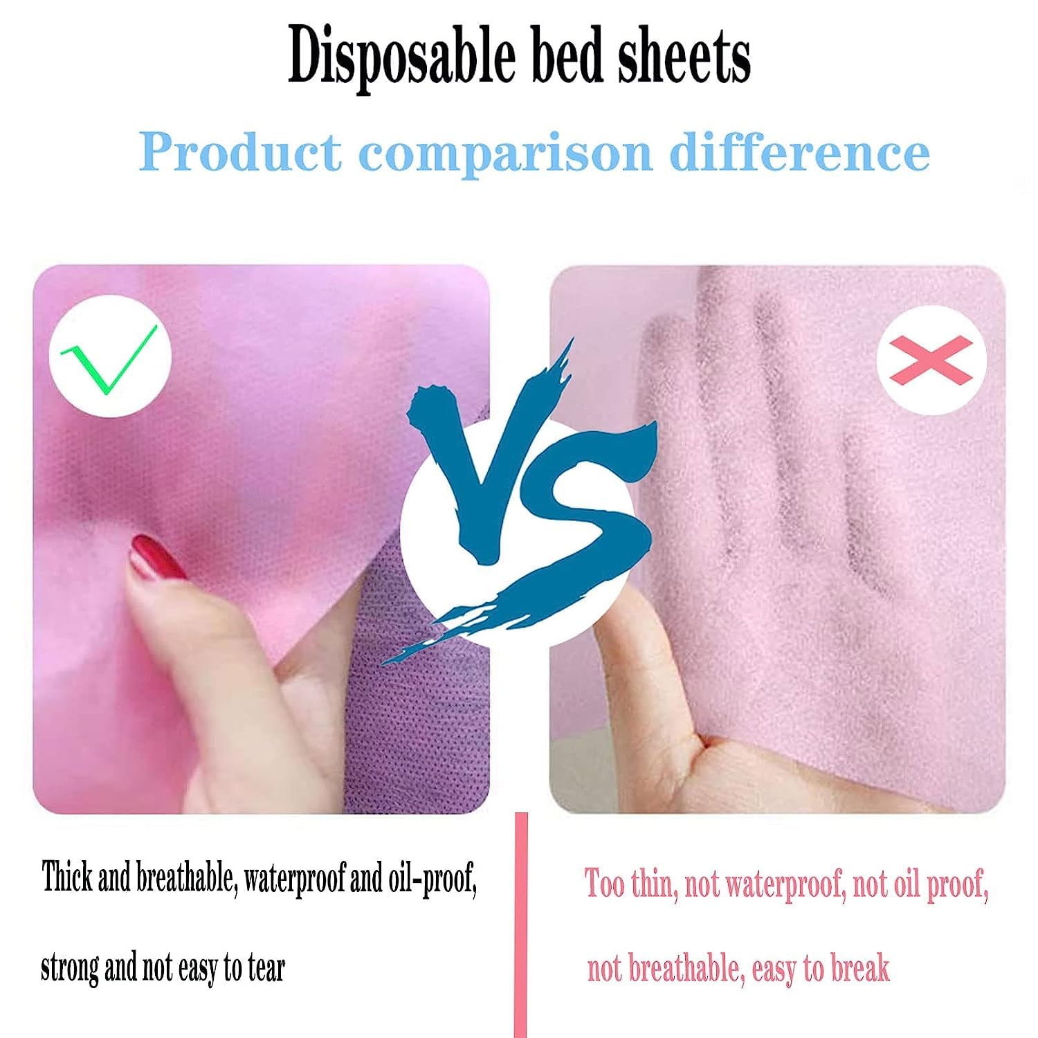 NATYTS 50 PCS 31 x 71 Inches Disposable Bed Sheets Waterproof Massage Table Sheet Non-woven Fabric Lash Cover for Spa/Beauty/travel/Salon(Pink)