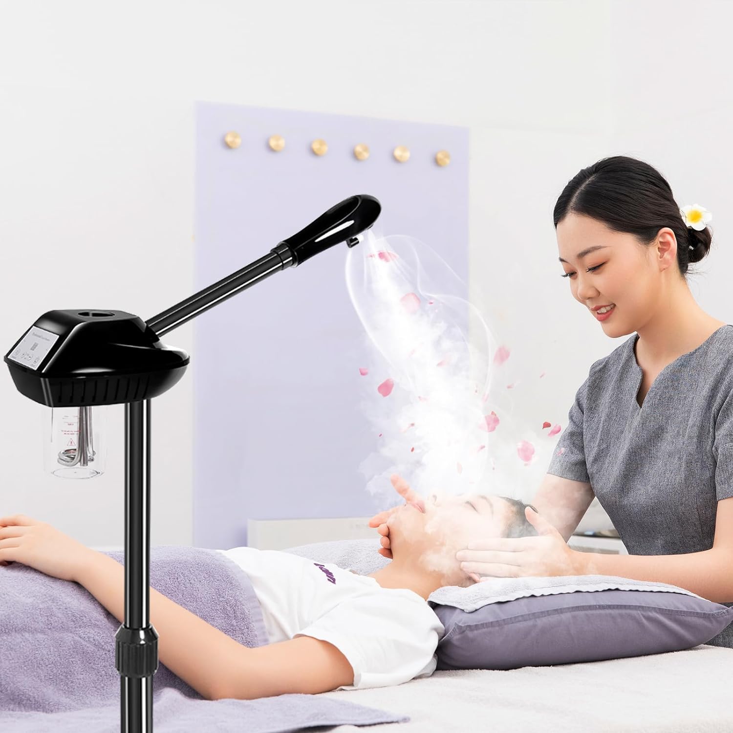 Retain time Professional Facial Steamer, Facial Steamer on on Wheels with More Steam, Adjustable Height for Face Steamer Suitable for Personal and Professional Personal Care Places.