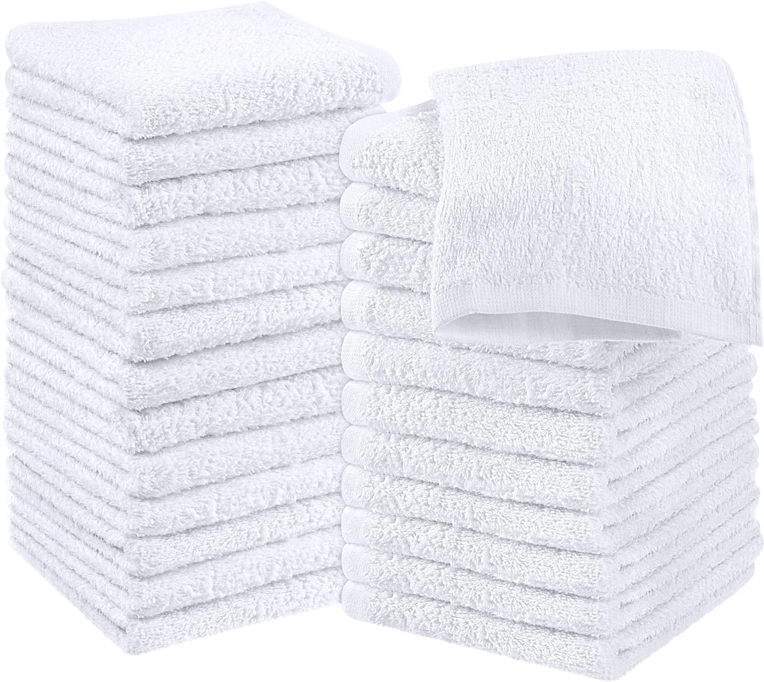 Utopia Towels Cotton Washcloths Set - 100% Ring Spun Cotton, Premium Quality Flannel Face Cloths, Highly Absorbent and Soft Feel Fingertip Towels (24 Pack, White)